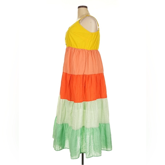 Torrid Maxi Seersucker Tiered Color Block Dress - Picture 6 of 9